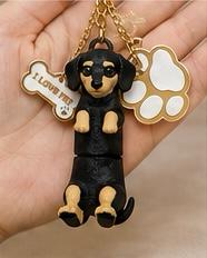 Dachshund Wiener Dog Keychain- Cute Sausage Dog Bag Charm With Paw & Bone Accessories