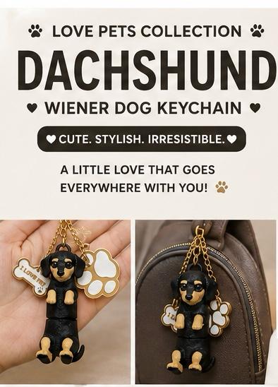 Dachshund Wiener Dog Keychain- Cute Sausage Dog Bag Charm With Paw & Bone Accessories