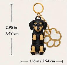 Dachshund Wiener Dog Keychain- Cute Sausage Dog Bag Charm With Paw & Bone Accessories