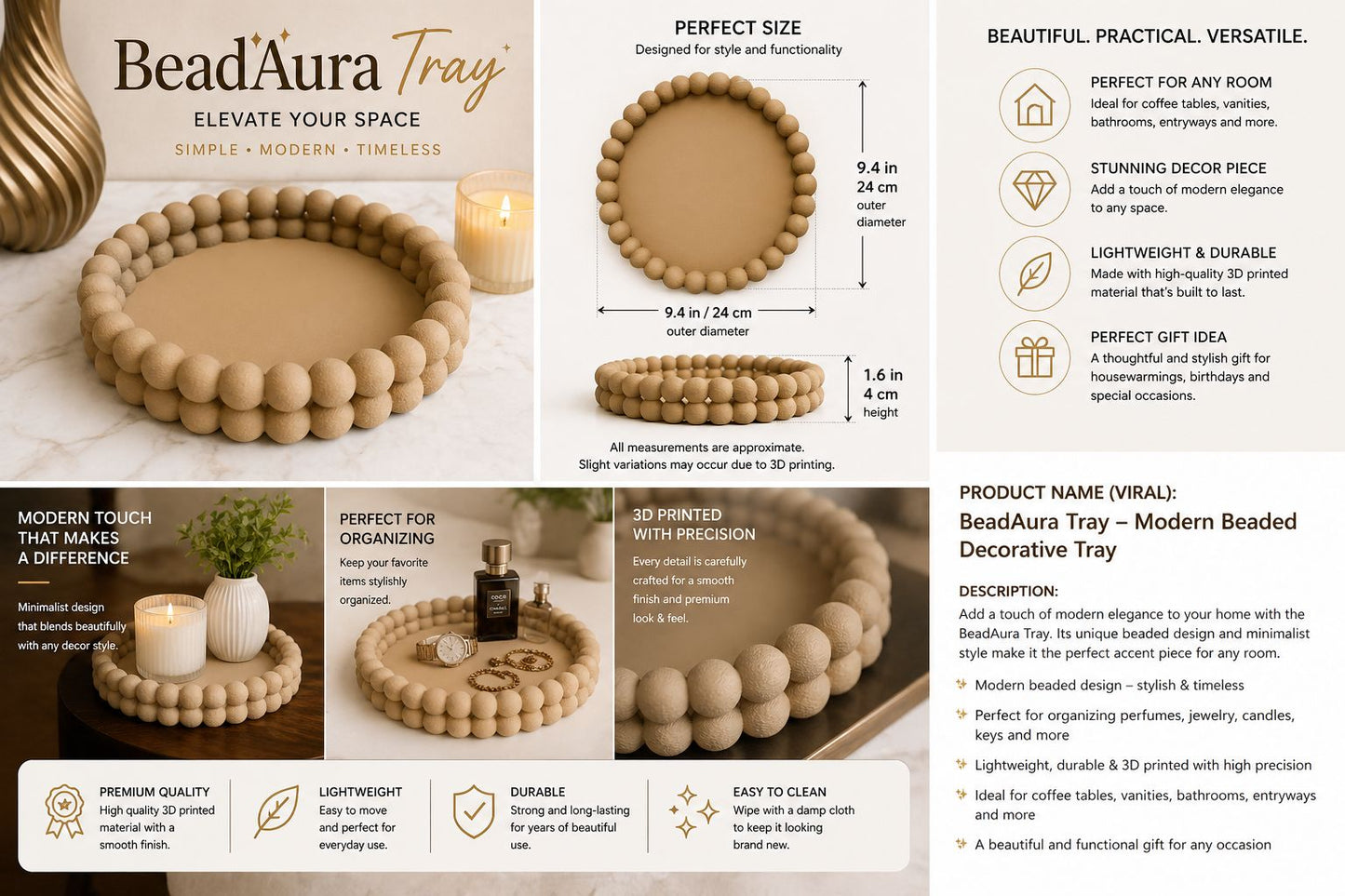 Decorative Tray With Sphere Edges