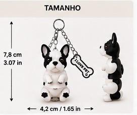 Bulldog Dog Keychain - Cute Puppy Bag Charm with Paw & Bone Accessories
