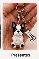 Bulldog Dog Keychain - Cute Puppy Bag Charm with Paw & Bone Accessories
