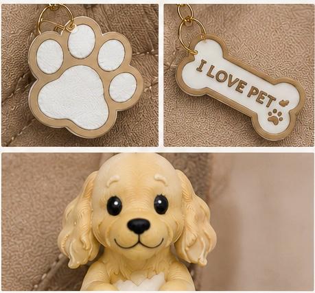 Cocker Spaniel Dog Keychain- Cute Puppy Bag Charm with Paw & Bone Accessories