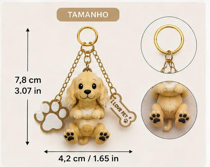 Cocker Spaniel Dog Keychain- Cute Puppy Bag Charm with Paw & Bone Accessories