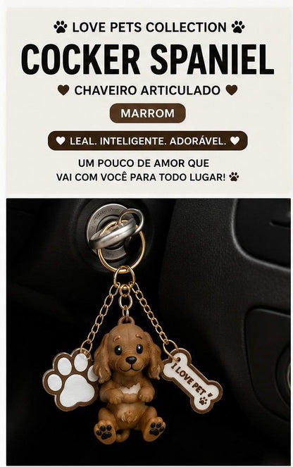 Cocker Spaniel Dog Keychain- Cute Puppy Bag Charm with Paw & Bone Accessories