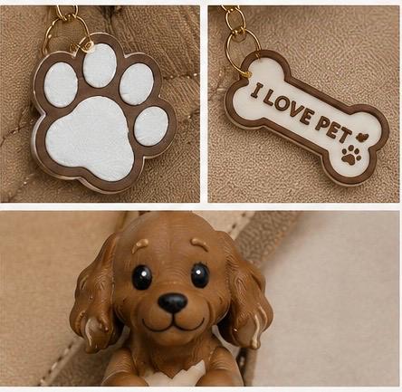 Cocker Spaniel Dog Keychain- Cute Puppy Bag Charm with Paw & Bone Accessories