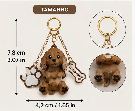 Cocker Spaniel Dog Keychain- Cute Puppy Bag Charm with Paw & Bone Accessories