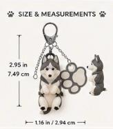 Husky Dog Keychain - Cute Puppy Bag Charm with Paw & Bone Accessories