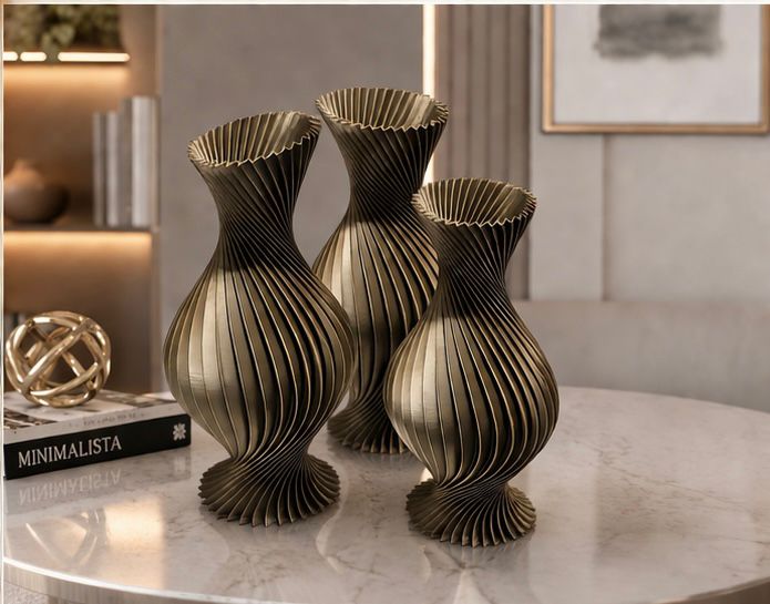 Aura Spiral Vase Set - 3 Piece Collection