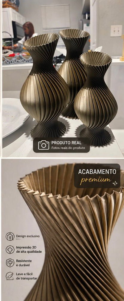 Aura Spiral Vase Set - 3 Piece Collection