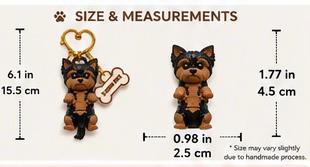 Yorkshire Dog Keychain- Cute Puppy Bag Charm With Paw & Bone Accessories