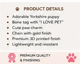 Yorkshire Dog Keychain- Cute Puppy Bag Charm With Paw & Bone Accessories