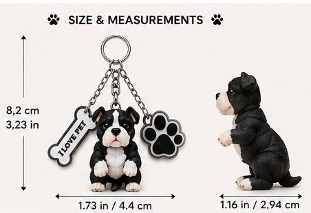 Amstaff American Bully - Cute Puppy Bag Charm with Paw & Bone Accessories