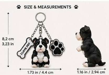 Amstaff American Bully - Cute Puppy Bag Charm with Paw & Bone Accessories
