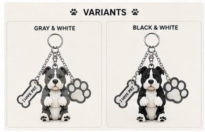 Amstaff American Bully - Cute Puppy Bag Charm with Paw & Bone Accessories