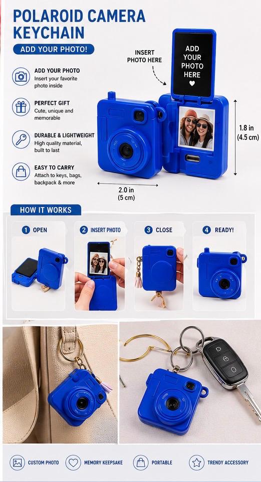 Polaroid Camera Keychain